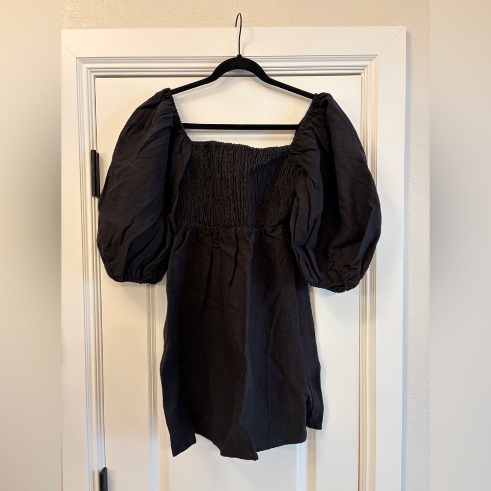 Tuckernuck Black Puff Sleeve Blouse